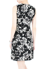 Night Rose A-Line Button Down Dress