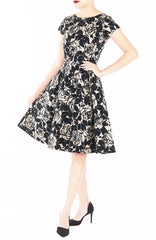 Night Rose Flare Tea Dress – Café Au Lait