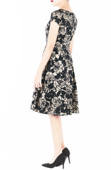 Night Rose Flare Tea Dress – Café Au Lait