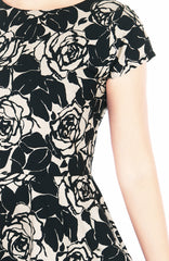 Night Rose Flare Tea Dress – Café Au Lait