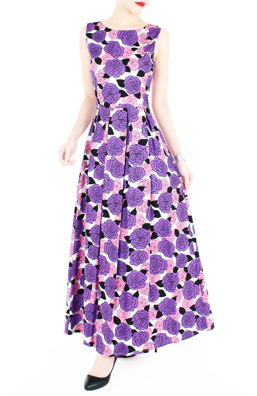 Nights of Fancy Rose Flare Maxi Dress - Lavender Purple