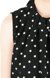 Noble High Neck Pleat Blouse in Polka Dots - Black