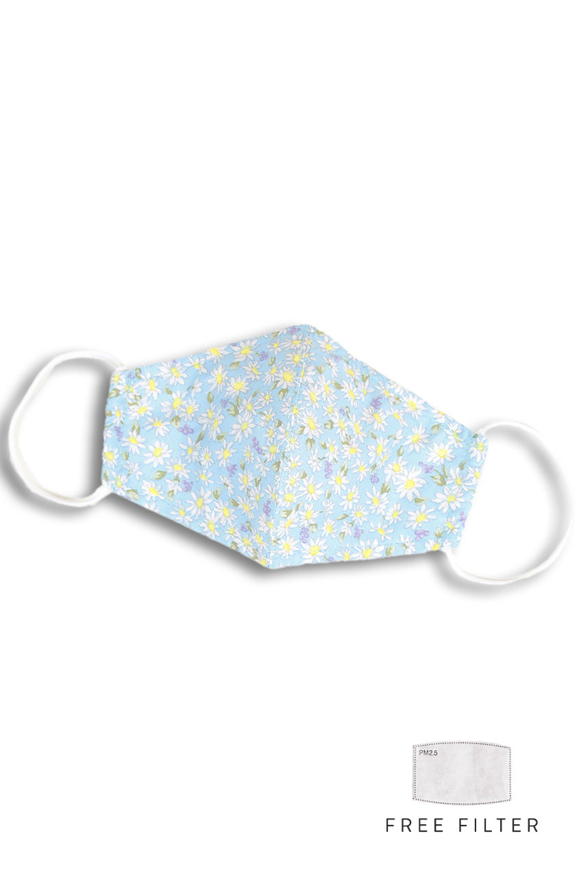 Oopsie Daisy! Pure Cotton Face Mask - Sky Blue