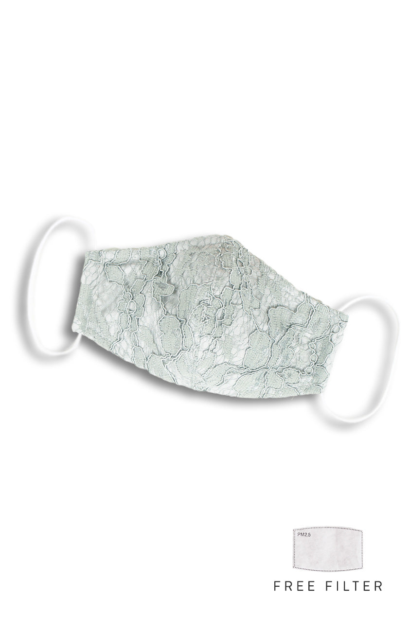 MASQUERADE Luxe Lace Mask - Silver Pearl