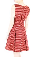 Parisienne Hearts Flare Dress with Obi Belt