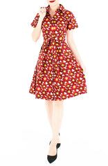 Passionate Red Daisies Emma Two-way Shirtdress