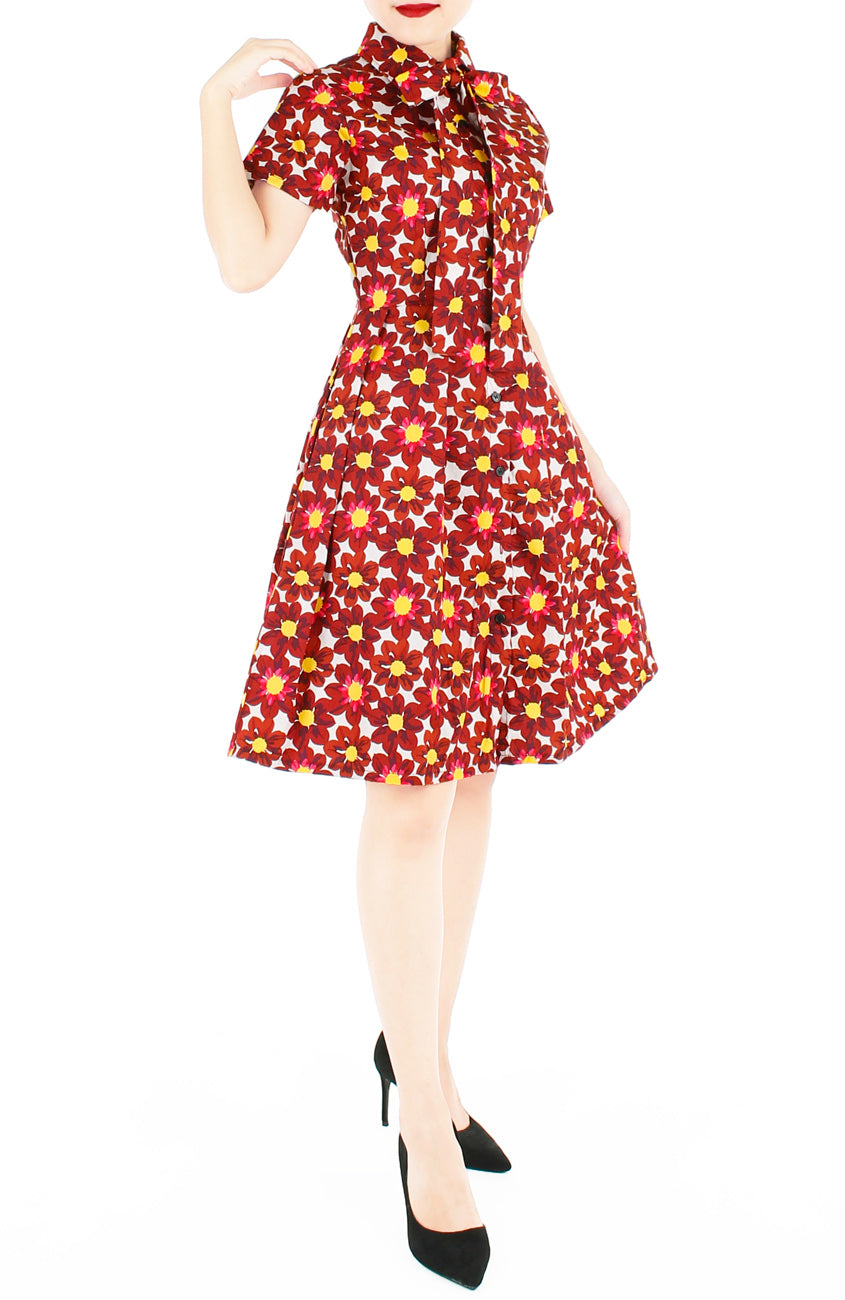 Passionate Red Daisies Emma Two-way Shirtdress