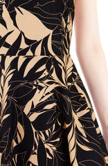 Poignant Palm Flare Midi Dress - Tan