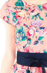 Poignant Peonies Flare Tea Dress - Crepe Pink