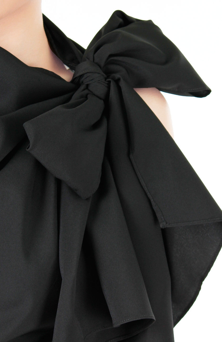 Posh Oversized Bow Blouse - Noir Black