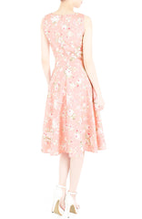 Prairie Vintage Floral Flare Midi Dress - Light Rose