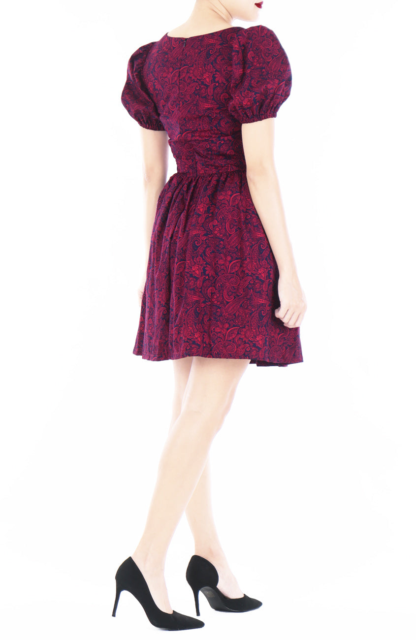 Pretty Paisley Alice Dress - Sangria Red