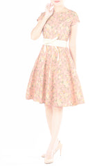 Primrose Peony Flare Tea Dress - Peach Pink