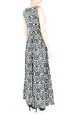 Sophisticated Specialty Lace Flare Maxi Dress - Black