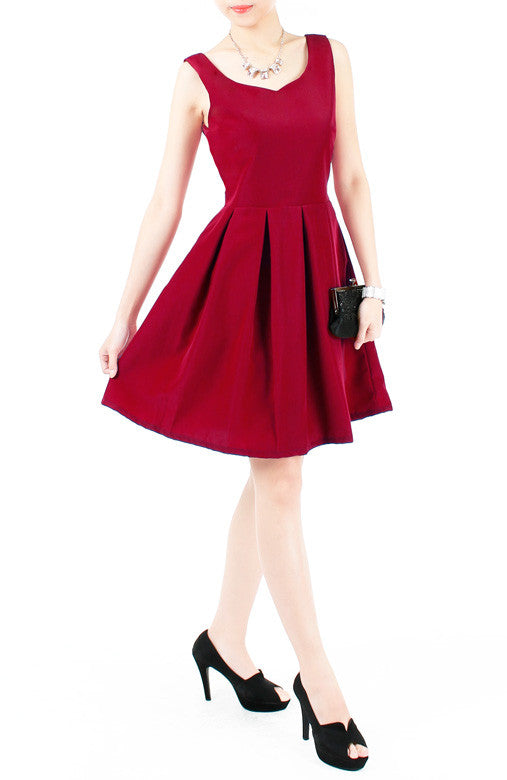 Prom Princess Skater Dress - Merlot Red
