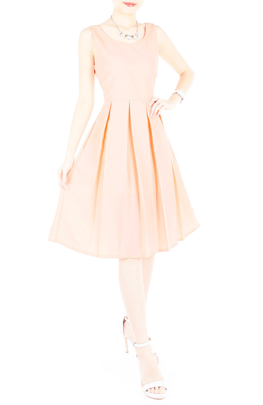Forever Fanciful Flare Midi Dress with Bow Back  - Peach