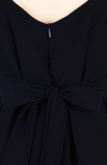 Forever Fanciful Flare Midi Dress with Bow Back - Midnight Blue