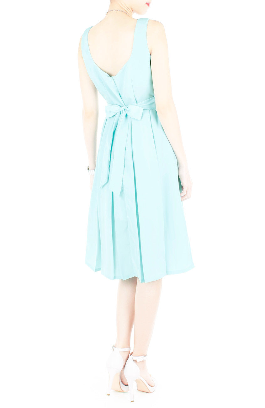 Forever Fanciful Flare Midi Dress with Bow Back  - Tiffany Blue