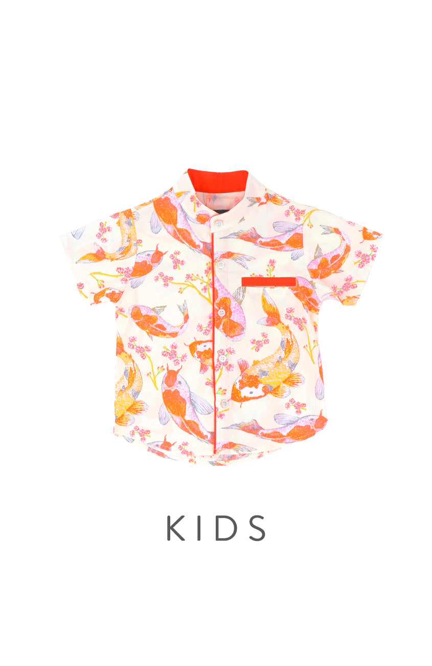 BOYS Prosperity Koi Mandarin Collar Shirt