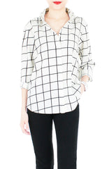 Quest to Success Grid Long Sleeve Shirt - White