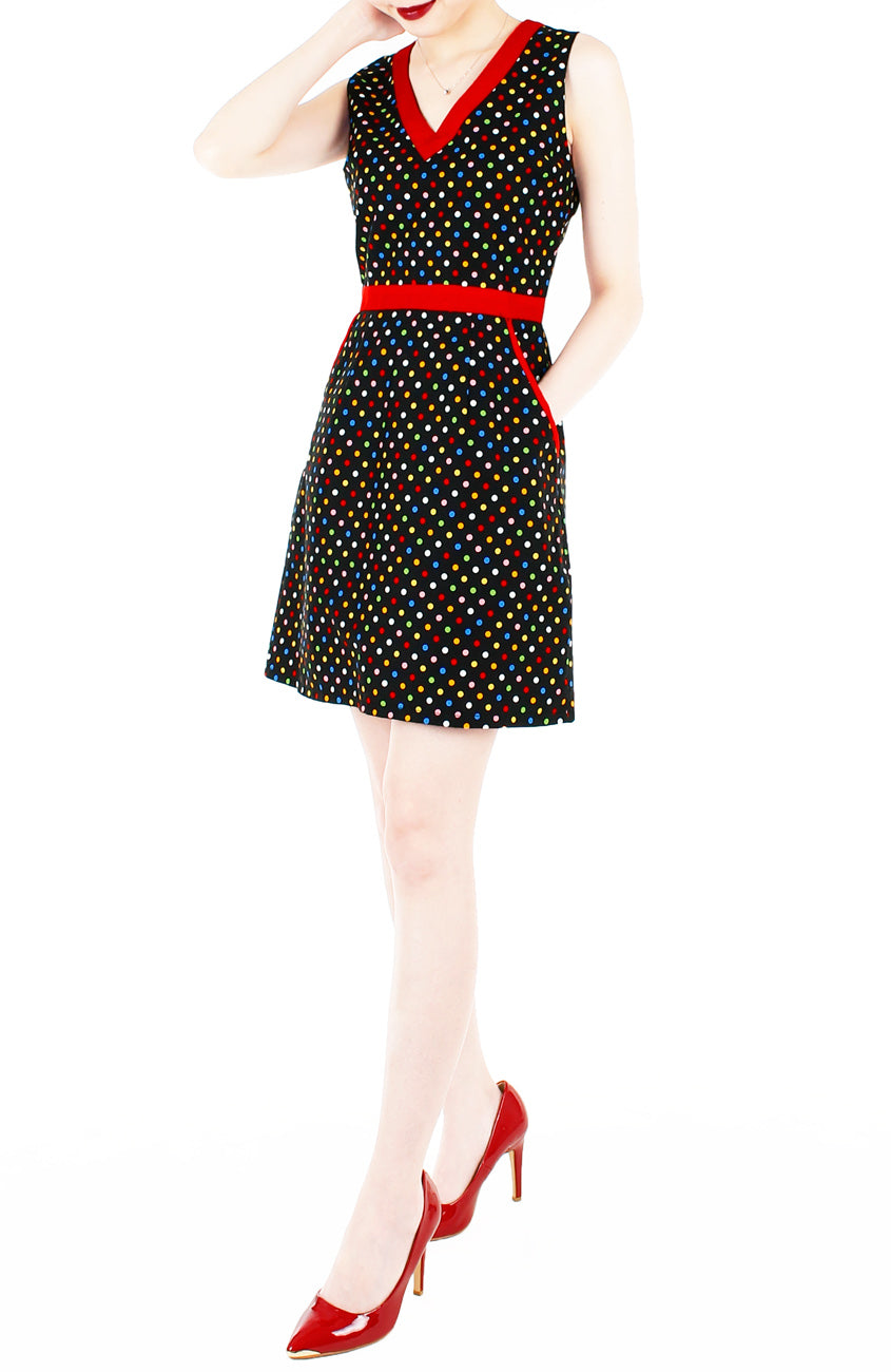 Rainbow Confetti 60s Mod A-Line Dress