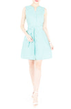Reinventing the Wheel A-Line Button Down Dress - Arctic Green