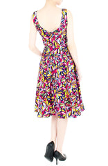Resplendent Kaleidoscope Flare Midi Dress - Red