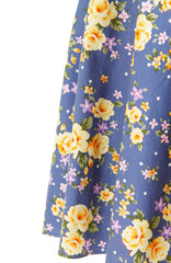 Riveting Rose Floral Flare Midi Dress - Carolina Blue