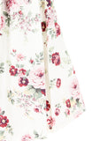 Romantic Resplendence Rose Flare Dress with Short Sleeves - Off White
