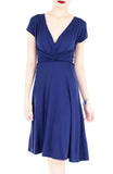 Romantic Knot Front Dress with Short Sleeves - Monaco Blue