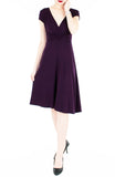 Romantic Knot Front Dress with Short Sleeves - Mulberry