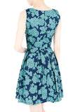 Rose Lattice Flare Dress - Blue
