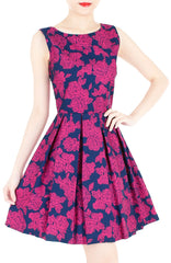 Rose Lattice Flare Dress - Rosy Pink