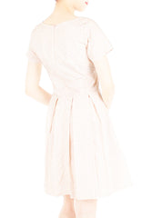 Rosette Doily Flare Dress with Short Sleeves - Petal Pink