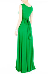 Romantic Knot Front Dress in Maxi Length - Emerald Green