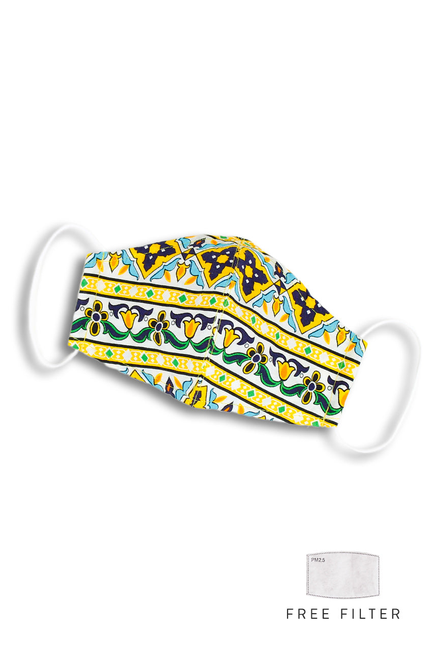 Royal Istanbul Pure Cotton Face Mask - Medallion Yellow