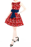 Saint Sailorette Flare Dress with Obi Belt - Red