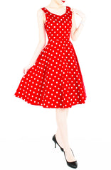 ‘Let’s Do The Polka’ Flare Midi Dress - Red