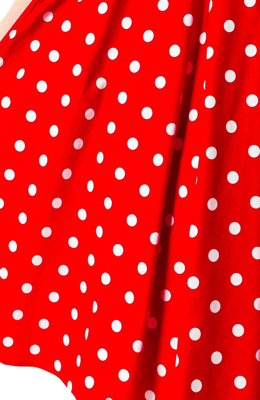 ‘Let’s Do The Polka’ Flare Midi Dress - Red