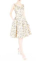 Secret Rose Garden Flare Midi Dress - Pastel Orange