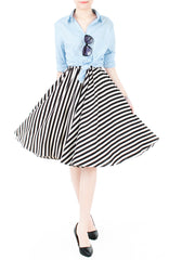 Smitten by Stripes 50s Flare Skirt - Black