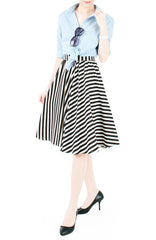 Smitten by Stripes 50s Flare Skirt - Black