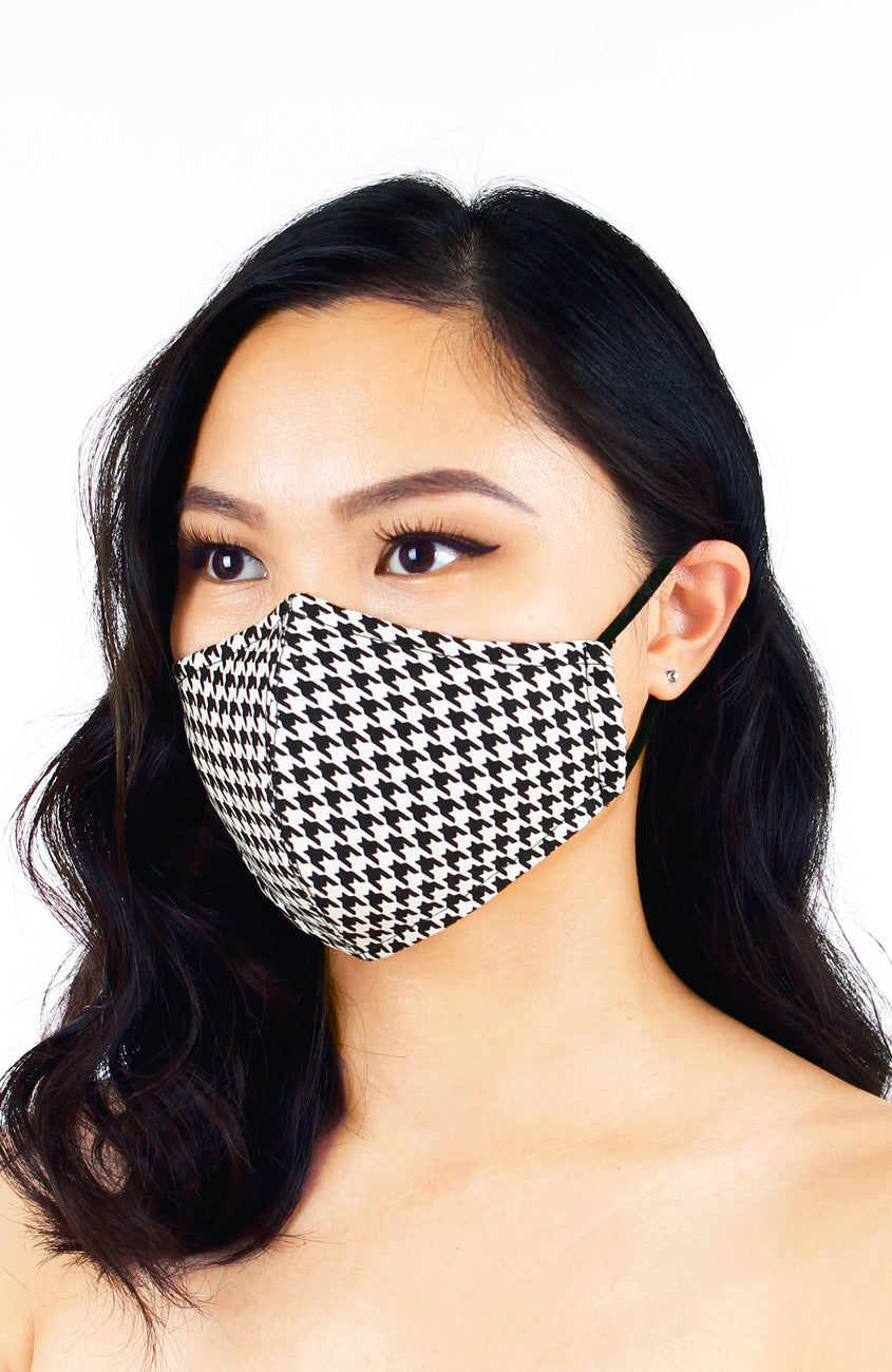 Sophisticated Houndstooth Pure Cotton Face Mask