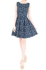 Spring Daisies & Confetti Flare Dress - Mint