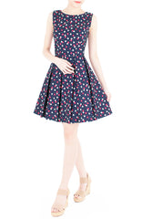 Spring Daisies & Confetti Flare Dress - Pink