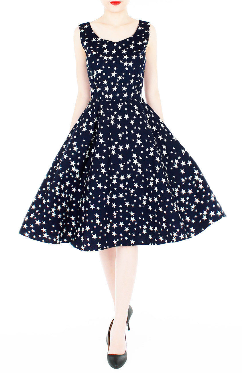 Starry, Starry Night Flare Midi Dress - Midnight Blue