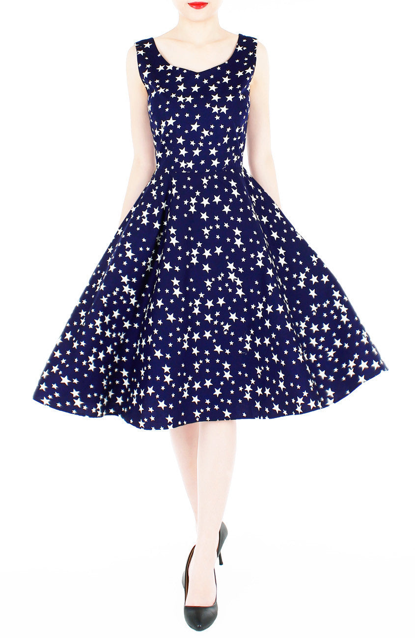Starry, Starry Night Flare Midi Dress - Midnight Blue