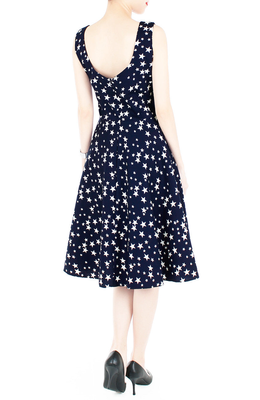 Starry, Starry Night Flare Midi Dress - Midnight Blue