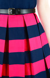 Stripe it Lucky Flare Dress - Fuchsia