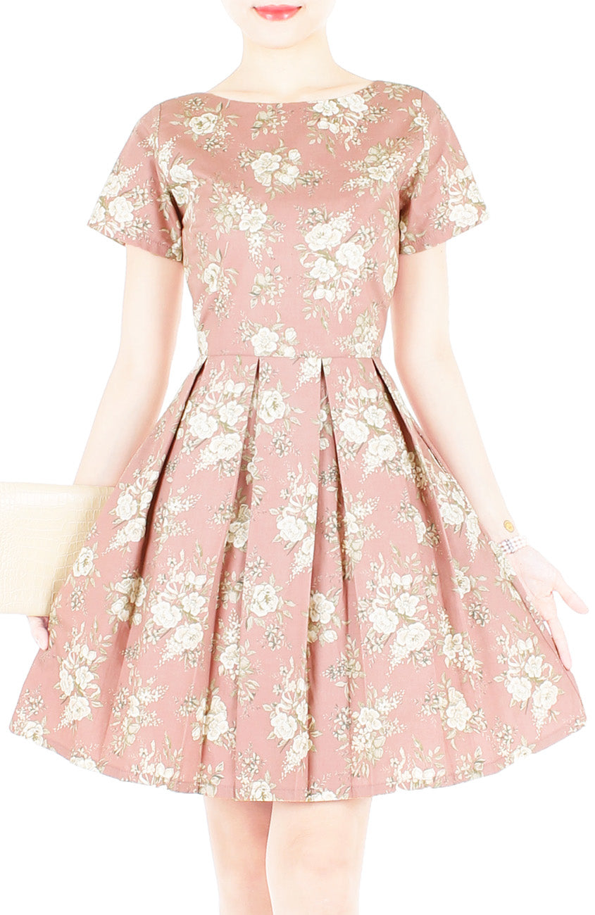 Sweetest Rosewood Vintage Flare Dress with Short Sleeves